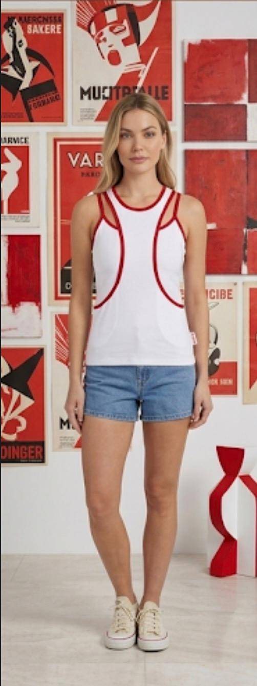 Canotta cut-out con spalline sovrapposte: