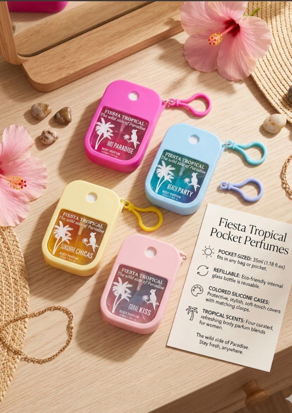 Fiesta Tropical", profumi tascabili  CON PORTA CHIAVE